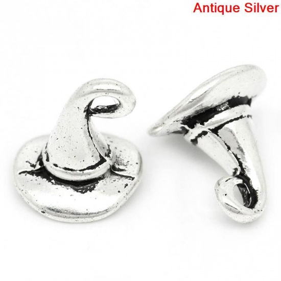 Picture of Zinc Based Alloy Halloween Charms Cornwall Tibetan Pixie Elf Antique Silver Color 20mm( 6/8") x 10mm( 3/8"), 20 PCs