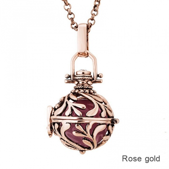 Picture of Copper Harmony Chime Ball Fit Mexican Angel Caller Bola Wish Box Pendants (No Hole) Round Metallic Red Painting About 16mm( 5/8") Dia, 1 Piece