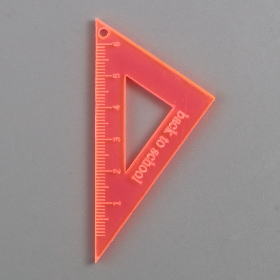 Image de Pendentifs en Acrylique Bijoux d'Ecole Mesure Orange Fluorescent Triangle 4.2cm x 3.1cm, 5 Pcs