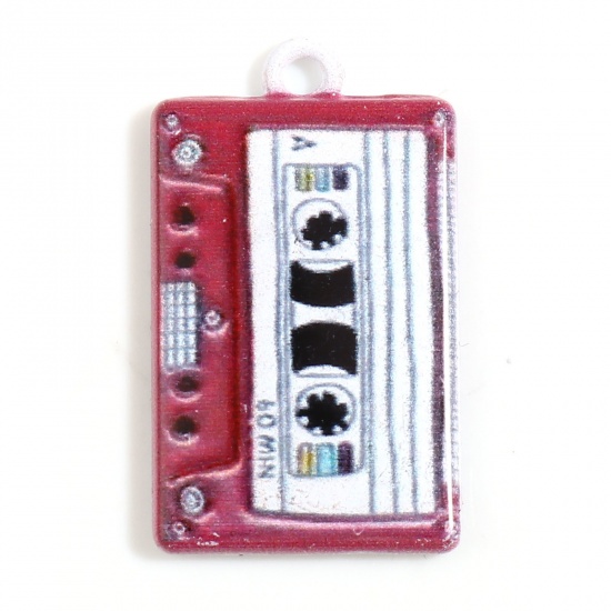 Immagine di Lega di Zinco Charms Cassetta Colore Fuscia 26mm x 15mm , 5 Pz