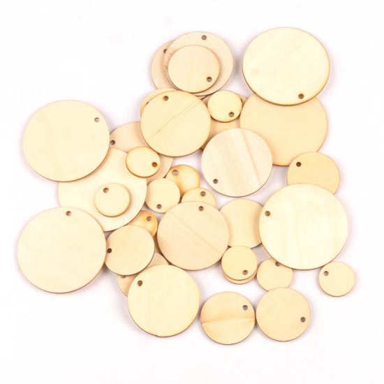 Picture of Wood DIY Handmade Craft Materials Hanging Accessories Set Natural Round 30mm Dia., 1 Packet ( 50PCs/Packet)