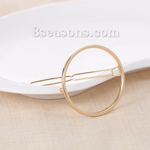 Picture of Hair Clips Gold Plated Circle Ring 61mm x 45mm, 2 PCs