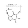 Image de Connecteurs de Bijoux en Alliage de Zinc Forme Caféine Molécule Chimie Science Argent Mat 27mm x 23mm, 10 Pcs