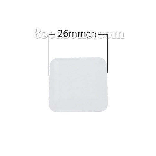 Immagine di Acrilato Dome Seals Cabochon Quadrato Bianco Baglie nel buio 26mm x 26mm, 1 Pz