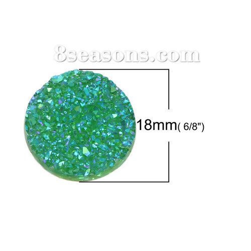 Bild von Druzy Harz Dom Cabochon Verzierung Rund Grün AB Farbe 18mm D. 20 Stücke