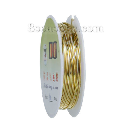 Picture of Copper Beading Wire Thread Cord Round Gold Plated 1mm Dia. (15 gauge), 2 Rolls (Approx 2 M/Roll)