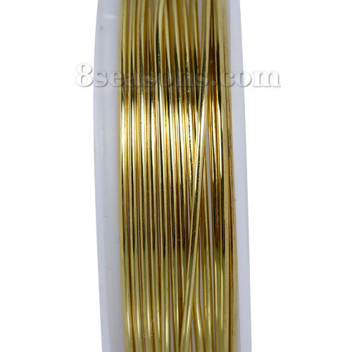 Immagine di Rame Filo per Perline Filo Corda Tondo Oro Placcato 1mm Dia, 2 Rotoli (Circa 2 M/Rotolo)