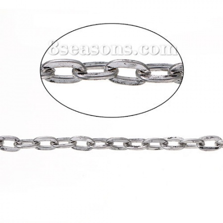 Iron Based Alloy Link Cable Chain Findings Antique Silver Color 7x4mm(2/8"x1/8"), 5 M