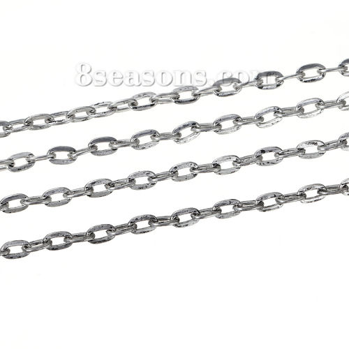 Picture of Iron Based Alloy Link Cable Chain Findings Antique Silver Color 7x4mm(2/8"x1/8"), 5 M