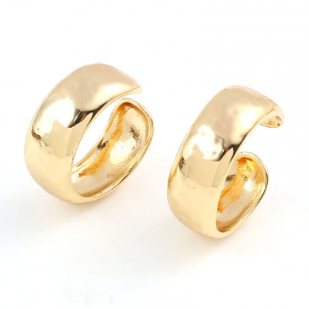 Picture of Brass Ear Cuffs Clip Wrap Earrings 18K Real Gold Plated C Shape 22mm x 20mm, 1 Piece