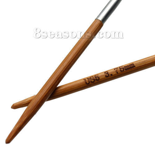 Picture of (US5 3.75mm) Bamboo Circular Knitting Needles Natural 41cm(16 1/8")  long, 1 Piece