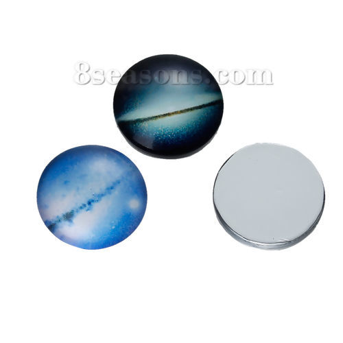 Immagine di Vetro Cupola Dome Seals Cabochon Tondo Flatback A Random Galassia Universo Disegno Trasparente 12mm Dia, 10 Pz