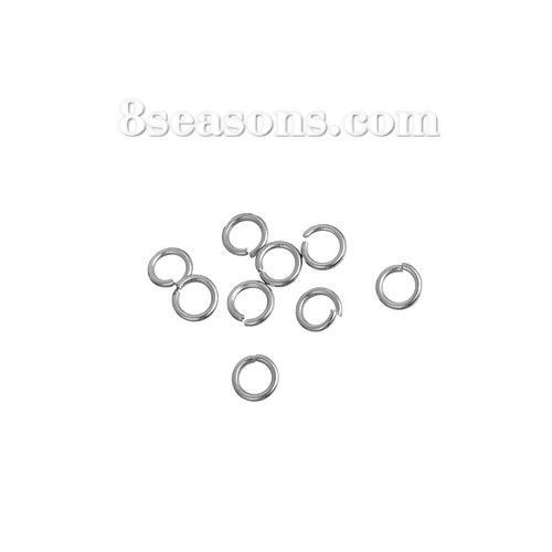 Picture of 304 Stainless Steel Opened Jump Rings Findings Round Silver Tone 3mm( 1/8") Dia, 500 PCs