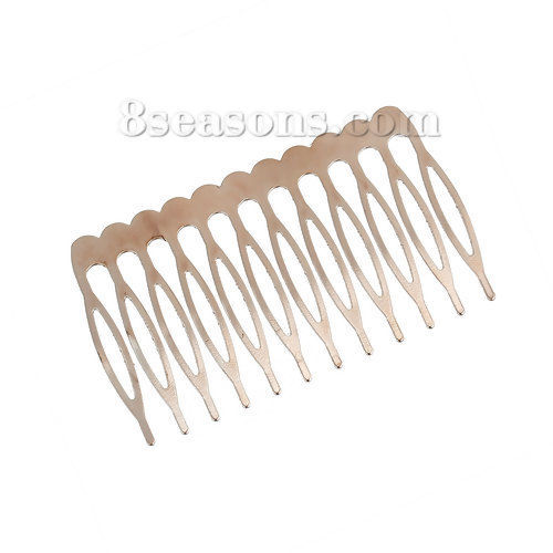 Picture of Iron Based Alloy Hair Clips Comb Shape Rose Gold 64mm x 39mm, 10 PCs