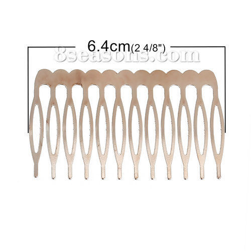 Picture of Iron Based Alloy Hair Clips Comb Shape Rose Gold 64mm x 39mm, 10 PCs