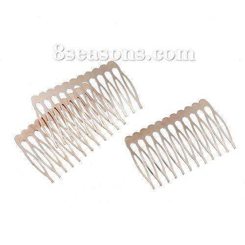 Picture of Iron Based Alloy Hair Clips Comb Shape Rose Gold 64mm x 39mm, 10 PCs