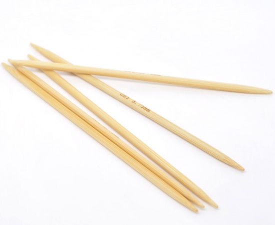 Image de (US5 3.75mm) Aiguilles à Tricoter Double Point en Bambou Couleur Naturelle 13cm Long, 1 Kit ( 5 Pcs/Kit)