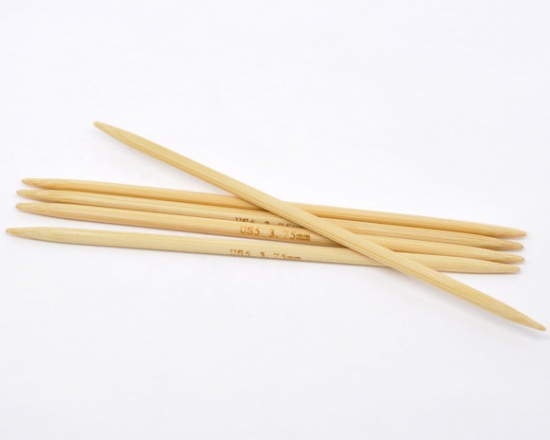 Image de (US5 3.75mm) Aiguilles à Tricoter Double Point en Bambou Couleur Naturelle 13cm Long, 1 Kit ( 5 Pcs/Kit)