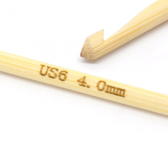 Picture of (US6 4.0mm) Bamboo Crochet Hooks Needles Natural 15cm(5 7/8") long, 5 PCs