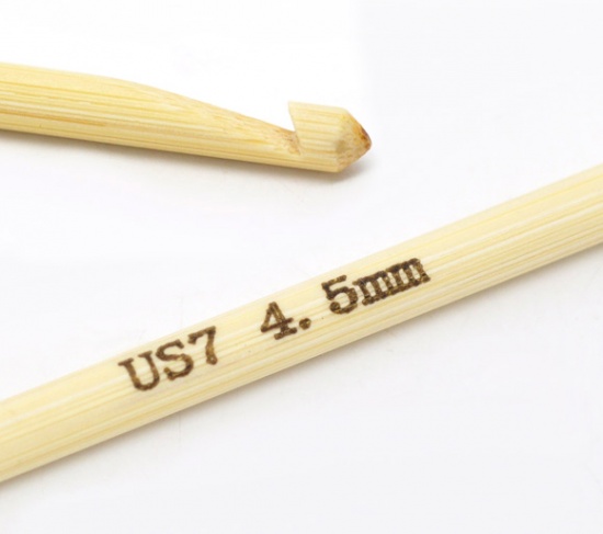 Picture of (US7 4.5mm) Bamboo Crochet Hooks Needles Natural 15cm(5 7/8") long, 5 PCs