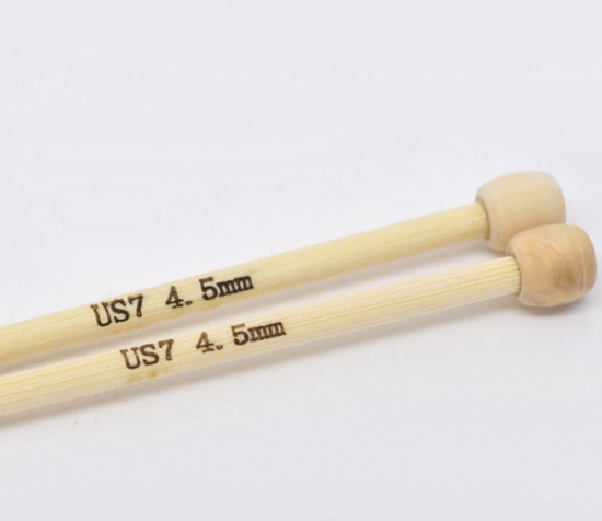 Picture of (US7 4.5mm) Bamboo Single Pointed Knitting Needles Natural 23cm(9") long, 1 Set ( 2 PCs/Set)