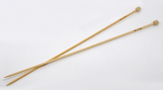 Picture of (US5 3.75mm) Bamboo Single Pointed Knitting Needles Natural 34cm(13 3/8") long, 1 Set ( 2 PCs/Set)
