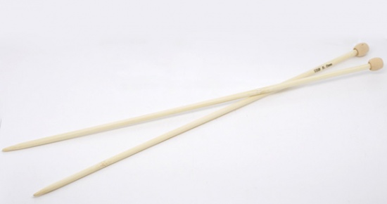 Picture of (US8 5.0mm) Bamboo Single Pointed Knitting Needles Natural 34cm(13 3/8") long, 1 Set ( 2 PCs/Set)