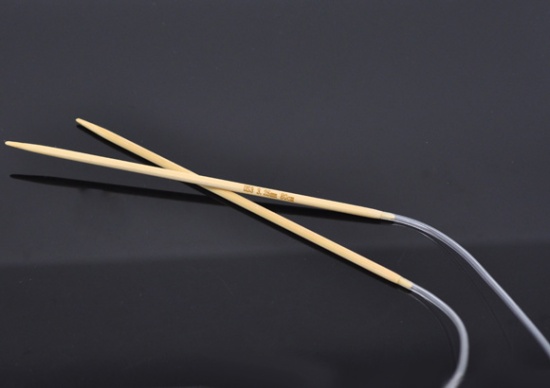 Picture of (US3 3.25mm) Bamboo Circular Knitting Needles Natural 80cm(31 4/8") long, 1 Pair