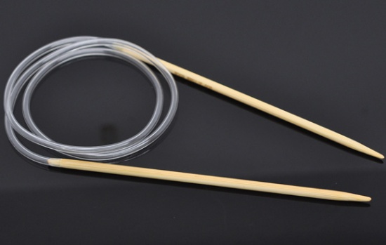 Image de (US5 3.75mm) Aiguilles Circulaire en Bambou Couleur Naturelle 80cm long, 1 Paire