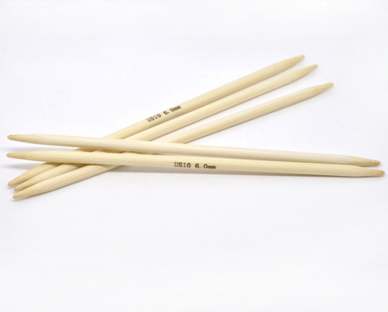 (US10 6.0mm) 竹 ダブルポイント 編み針 ナチュラル 20cm 長さ、 1 セット ( 5 個/セット) の画像