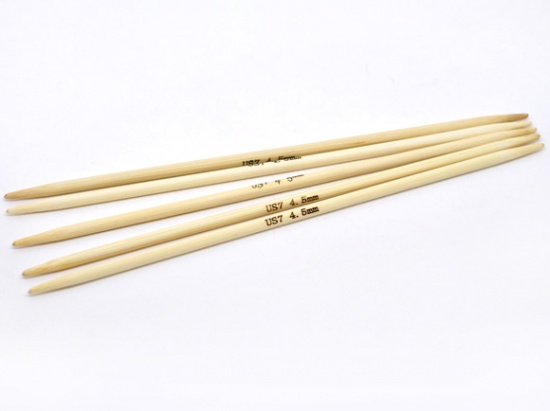 Imagen de (US7 4.5mm) Bambú Doble Punta Agujas de tejer Natural 20cm longitud, 1 Juego ( 5 Unidades/Juego)