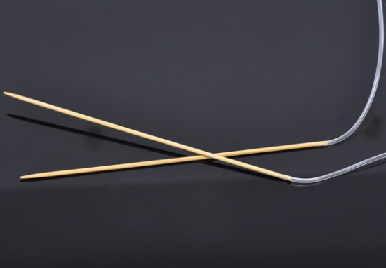 Picture of (US0 2.0mm) Bamboo Circular Knitting Needles Natural 100cm(39 3/8") long, 1 Pair