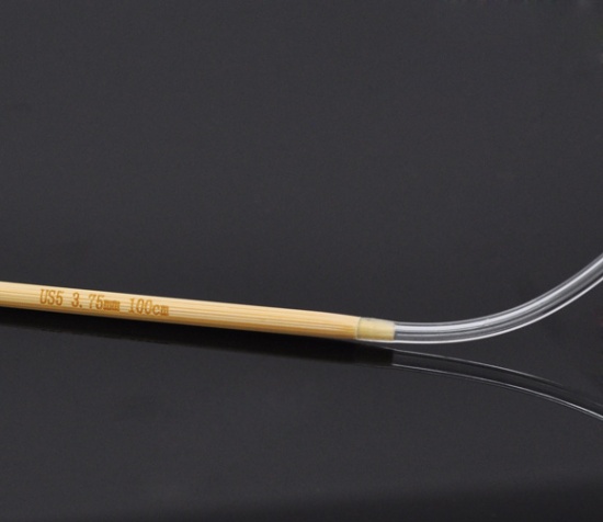 Immagine di (US5 3.75mm) Bambù Circolare Ferri da Maglia Naturale 100cm Lunghezza, 1 Paio
