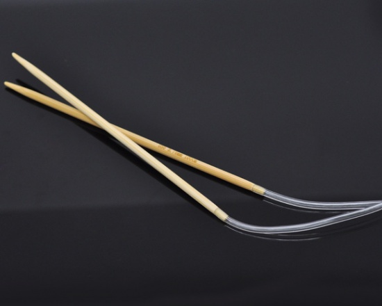 Immagine di (US5 3.75mm) Bambù Circolare Ferri da Maglia Naturale 100cm Lunghezza, 1 Paio
