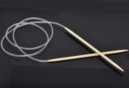 (US7 4.5mm) 竹 輪 編み針 ナチュラル 100cm 長さ、 1 対 の画像