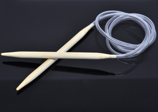 (US11 8.0mm) 竹 輪 編み針 ナチュラル 120cm 長さ、 1 対 の画像