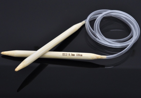 Picture of (US13 9.0mm) Bamboo Circular Knitting Needles Natural 120cm(47 2/8") long, 1 Pair