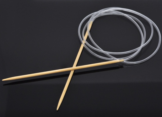Imagen de (US3 3.25mm) Bambú Circular Agujas de tejer Natural 120cm longitud, 1 Par