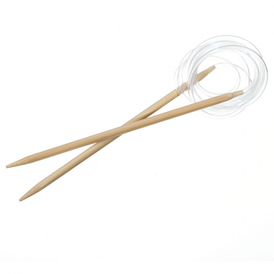 Picture of (US7 4.5mm) Bamboo Circular Knitting Needles Natural 120cm(47 2/8") long, 1 Pair