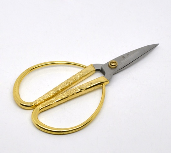 Picture of Dragon Phoenix Sharp Scissors Gold-Plated 13cm x7cm(5 1/8" x2 6/8"), 1 Piece