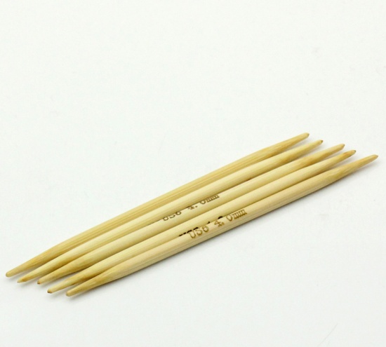Image de (US6 4.0mm) Aiguilles à Tricoter Double Point en Bambou Couleur Naturelle 10cm Long, 1 Kit ( 5 Pcs/Kit)
