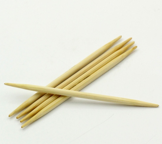 Image de (US6 4.0mm) Aiguilles à Tricoter Double Point en Bambou Couleur Naturelle 10cm Long, 1 Kit ( 5 Pcs/Kit)