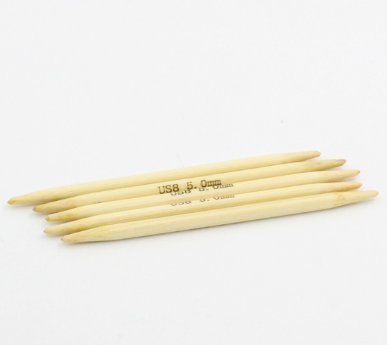 Imagen de (US8 5.0mm) Bambú Doble Punta Agujas de tejer Natural 10cm longitud, 1 Juego ( 5 Unidades/Juego)
