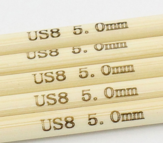 Image de (US8 5.0mm) Aiguilles à Tricoter Double Point en Bambou Couleur Naturelle 10cm Long, 1 Kit ( 5 Pcs/Kit)