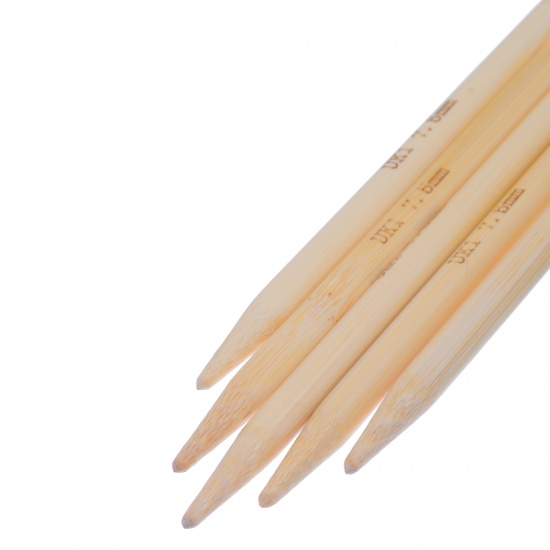 Picture of (UK1 7.5mm) Bamboo Double Pointed Knitting Needles Natural 15cm(5 7/8") long, 1 Pair ( 5 PCs/Set)