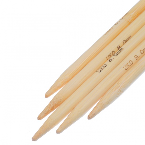 Picture of (UK0 8.0mm) Bamboo Double Pointed Knitting Needles Natural 15cm(5 7/8") long, 1 Set ( 5 PCs/Set)