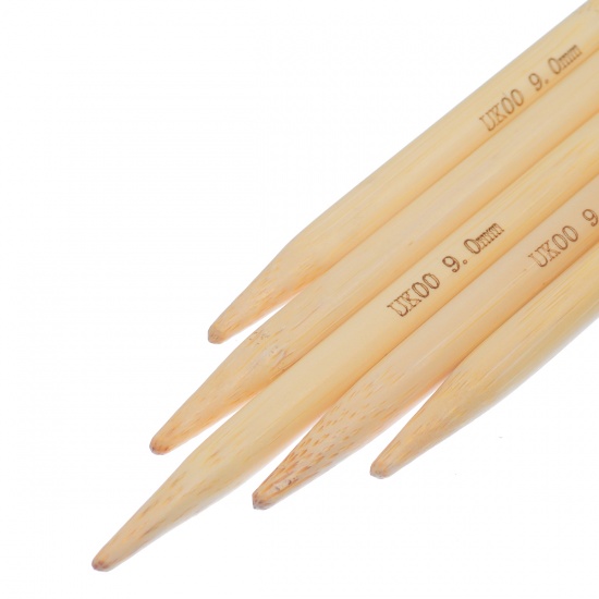 Picture of (UK00 9.0mm) Bamboo Double Pointed Knitting Needles Natural 15cm(5 7/8") long, 1 Set ( 5 PCs/Set)