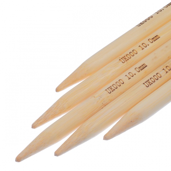 Picture of (UK000 10.0mm) Bamboo Double Pointed Knitting Needles Natural 15cm(5 7/8") long, 1 Set ( 5 PCs/Set)