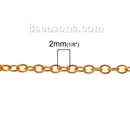 Picture of Brass Link Cable Chain Findings Gold Plated 2x1.5mm, 5 M                                                                                                                                                                                                      
