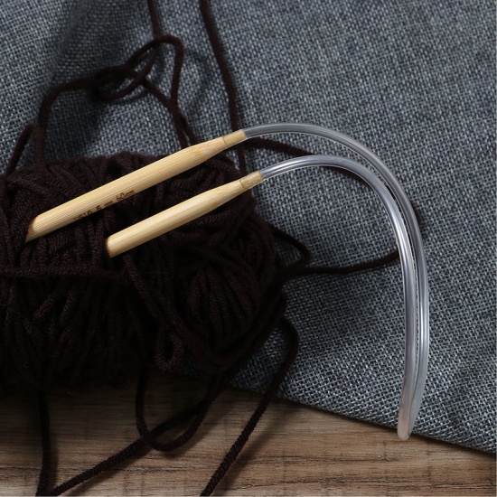 Picture of (US10 6.0mm) Bamboo Circular Knitting Needles Natural 50cm(19 5/8") long, 1 Pair